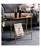 Load image into Gallery viewer, Table rack light gold color luxury wrought iron sturdy shelf for decor storage coffee cup bottle book corner sofa room kitchen