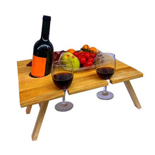 Load image into Gallery viewer, folding table picnic rack plate stand holder made from wooden sturdy for organizer plate fruit glasses bottles tray home beach outdoor party sea