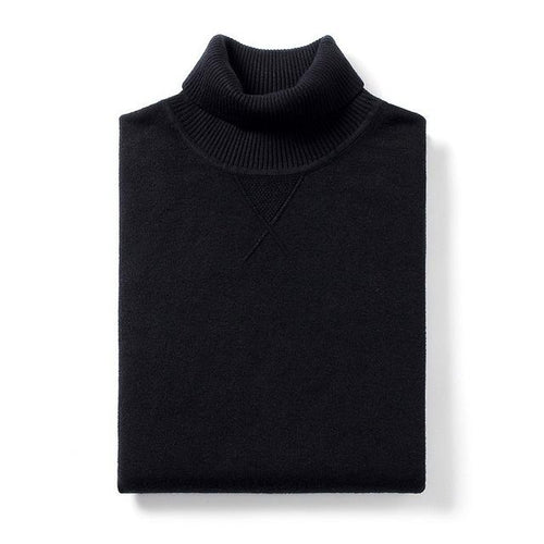 Autumn Plain Black Turtleneck Sweater Men Pullover Casual Jumper Male Style Clothes soft coat hook - jnpworldwide
