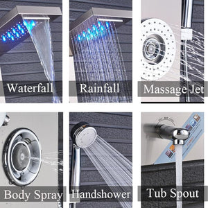 Luxury Brushed Bathroom Hand Shower Faucet LED Bathtub Mixer Tap Temperature spray Nozzle Sprinkler - jnpworldwide