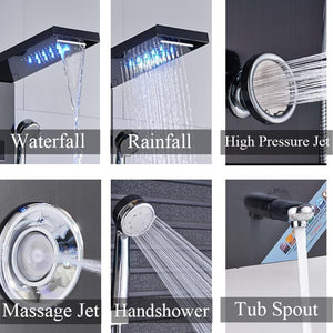 Luxury Brushed Bathroom Hand Shower Faucet LED Bathtub Mixer Tap Temperature spray Nozzle Sprinkler - jnpworldwide