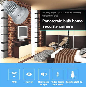 360° Video Camera Panorama 3D WiFi IP Home Security Light Bulb HD Smart Night Vision cctv zoom slr - jnpworldwide