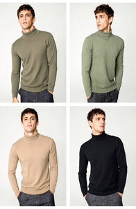 Autumn Plain Black Turtleneck Sweater Men Pullover Casual Jumper Male Style Clothes soft coat hook - jnpworldwide