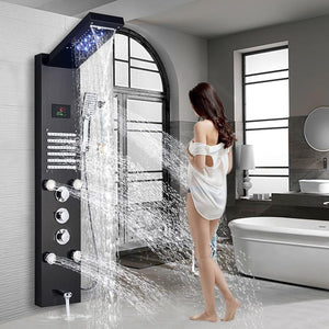 Luxury Brushed Bathroom Hand Shower Faucet LED Bathtub Mixer Tap Temperature spray Nozzle Sprinkler - jnpworldwide