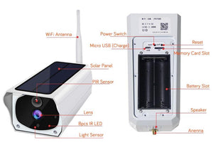 Camera Solar Panel Outdoor Monitor CCTV Smart Home Alarm digital lens body zoom black Waterproof v - jnpworldwide
