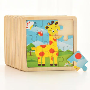 Intelligence Kids Toy Wooden 3D Puzzle Jigsaw Children Baby Cartoon Animal Puzzles Educational Learn - jnpworldwide
