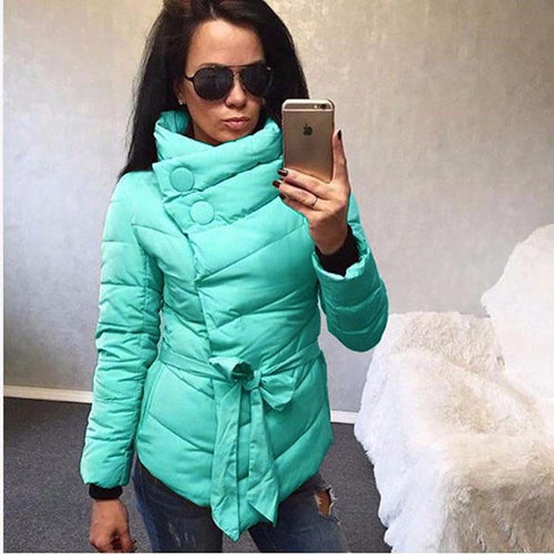 Jacket Women New Fashion Irregular Parka Winter High Neck  Coat Warm Female Overcoat waterproof hood - jnpworldwide