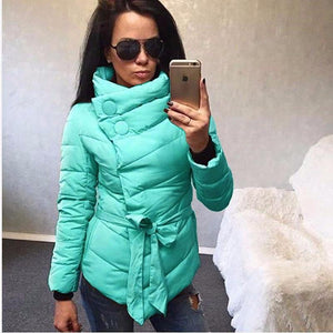 Jacket Women New Fashion Irregular Parka Winter High Neck  Coat Warm Female Overcoat waterproof hood - jnpworldwide