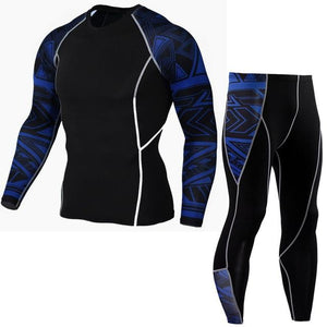 Men Thermal Underwear Long Sleeve Fitness Tights Sportswear Compression Elastic Track Running Wear a - jnpworldwide