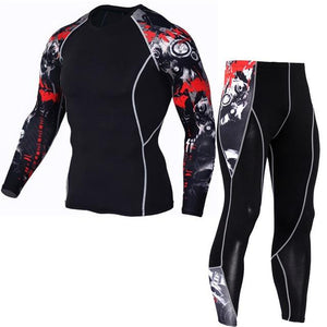 Men Thermal Underwear Long Sleeve Fitness Tights Sportswear Compression Elastic Track Running Wear a - jnpworldwide