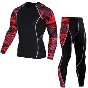 Men Thermal Underwear Long Sleeve Fitness Tights Sportswear Compression Elastic Track Running Wear a - jnpworldwide