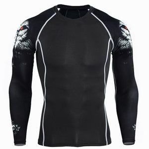 Men Thermal Underwear Long Sleeve Fitness Tights Sportswear Compression Elastic Track Running Wear a - jnpworldwide