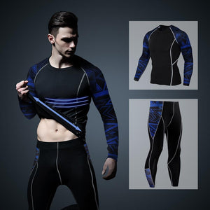 Men Thermal Underwear Long Sleeve Fitness Tights Sportswear Compression Elastic Track Running Wear a - jnpworldwide
