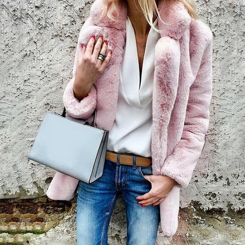 Slim Coat Outwear Fluffy Long Sleeve Artificial Fur Jacket Female Casual  Warm Winter Women Ladies - jnpworldwide