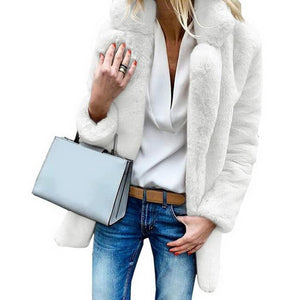 Slim Coat Outwear Fluffy Long Sleeve Artificial Fur Jacket Female Casual  Warm Winter Women Ladies - jnpworldwide