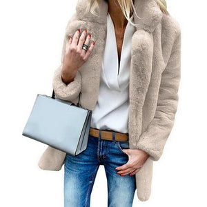 Slim Coat Outwear Fluffy Long Sleeve Artificial Fur Jacket Female Casual  Warm Winter Women Ladies - jnpworldwide