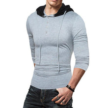 Load image into Gallery viewer, Men Hooded T Shirt Long Sleeve Casual Slim Fit Autumn Solid Color Desinger Tee tactical hood soft s - jnpworldwide