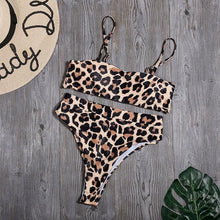 Load image into Gallery viewer, Solid High Waist Bikinis Sexy Leopard Swimsuit  brief two piece Women Snake Africa southern Asia - jnpworldwide