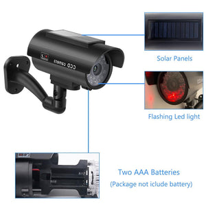 Solar Power Dummy Camera Security Waterproof Fake Outdoor LED Light Monitor CCTV Surveillance home - jnpworldwide