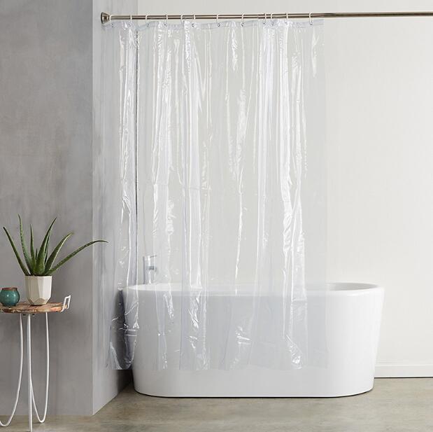 Plastic PEVA 3d Waterproof Shower Curtain Transparent White Clear Bathroom Luxury Bath Hook Bathtub - jnpworldwide