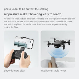 Mini Drone 4K 1080P HD Camera WiFi Air Pressure Altitude Hold Black  Gray Foldable Quadcopter RC Toy - jnpworldwide