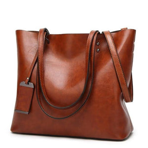 Waxing Leather bucket bag Double strap handbag shoulder bags  Purpose Shopping tote sac women purse - jnpworldwide