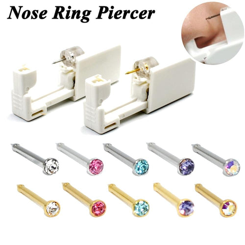 Disposable Safe Sterile Piercing Unit Gem Nose axle Piercing Gun Tool Kit Earring Stud Body Jewelry - jnpworldwide