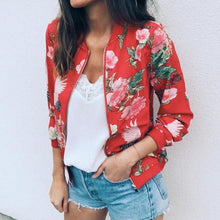 Load image into Gallery viewer, Jackets Bomber Outerwear Coats Women Ladies Retro Floral Zipper Up Bomber Casual Jacket vest warm - jnpworldwide