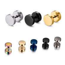 Load image into Gallery viewer, Earrings Fashion Black Stainless Steel Women Men Barbell Dumbbell Punk Gothic Stud Earring pendant - jnpworldwide