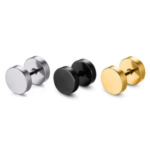 Earrings Fashion Black Stainless Steel Women Men Barbell Dumbbell Punk Gothic Stud Earring pendant - jnpworldwide