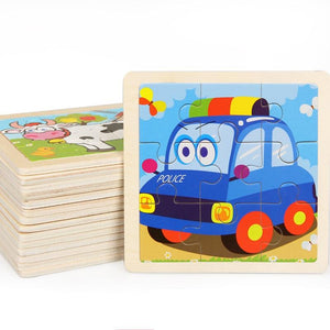 Intelligence Kids Toy Wooden 3D Puzzle Jigsaw Children Baby Cartoon Animal Puzzles Educational Learn - jnpworldwide