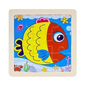 Intelligence Kids Toy Wooden 3D Puzzle Jigsaw Children Baby Cartoon Animal Puzzles Educational Learn - jnpworldwide