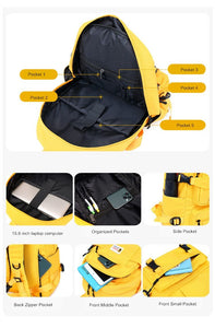 fashion yellow backpack children school bags girls waterproof oxford large teenagers tote shoulder - jnpworldwide
