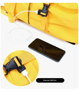 fashion yellow backpack children school bags girls waterproof oxford large teenagers tote shoulder - jnpworldwide