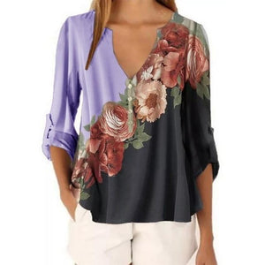 New Summer Short Sleeve Shirt Sexy V-neck Floral Print Tops Blouse Fashion Casual Shirt Style Casual - jnpworldwide