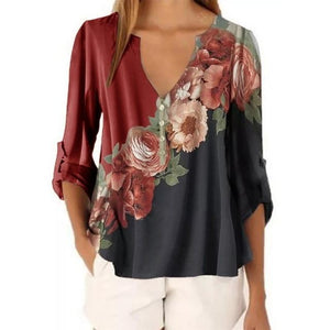 New Summer Short Sleeve Shirt Sexy V-neck Floral Print Tops Blouse Fashion Casual Shirt Style Casual - jnpworldwide
