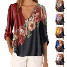 Load image into Gallery viewer, New Summer Short Sleeve Shirt Sexy V-neck Floral Print Tops Blouse Fashion Casual Shirt Style Casual - jnpworldwide