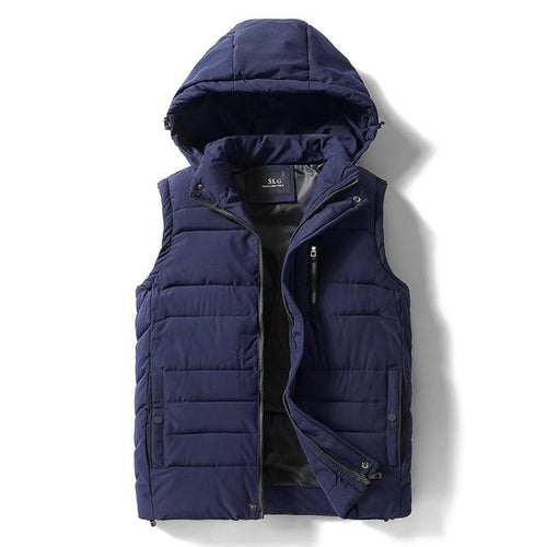 Vest Jacket WaistCoat Hooded Sleeveless Men Winter Fashion Casual Warm Cotton Padded Vests Waistcoat - jnpworldwide
