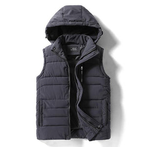 Vest Jacket WaistCoat Hooded Sleeveless Men Winter Fashion Casual Warm Cotton Padded Vests Waistcoat - jnpworldwide