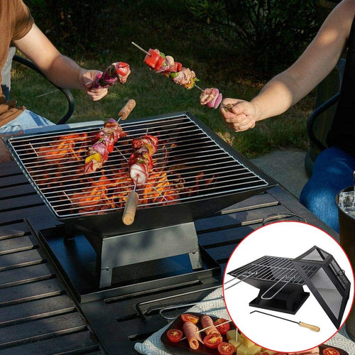 BBQ grill stainless steel non stick mat barbecue kitchen cooking grilling set roast tread stride kit - jnpworldwide