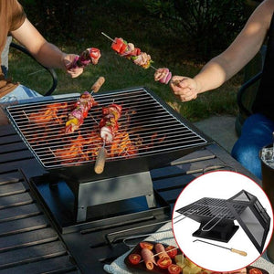BBQ grill stainless steel non stick mat barbecue kitchen cooking grilling set roast tread stride kit - jnpworldwide