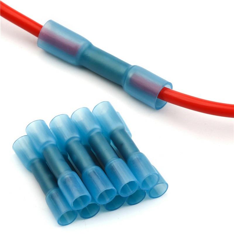 Heat Shrink Butt Wire Connectors Blue Waterproof Insulated Automobile Wire Cable Terminals repair - jnpworldwide