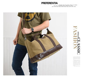 Handbag Fashion Casual Large Capacity Men Bag Weekend Outdoor Travel Women Canvas purse leather - jnpworldwide