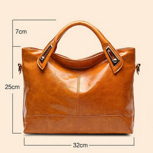 Women Oil Wax Leather Designer Handbags High Quality Shoulder Bags Ladies Fashion PU leather Clutch - jnpworldwide