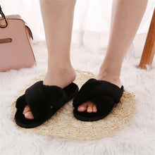 Load image into Gallery viewer, Women Home Slippers Faux Fur Fashion Warm flats Shoes Slip Flats Female Slides Black Pink Size men - jnpworldwide
