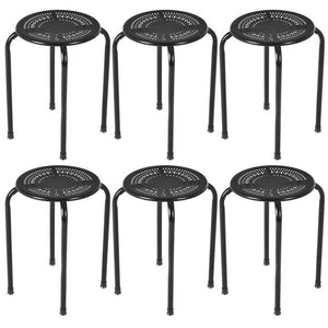 chair set 6 pcs stackable metal stool round kitchen Pink Living Room Chairs home seat place office - jnpworldwide