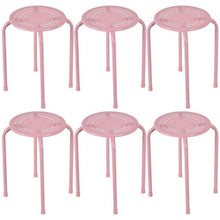 Load image into Gallery viewer, chair set 6 pcs stackable metal stool round kitchen Pink Living Room Chairs home seat place office - jnpworldwide