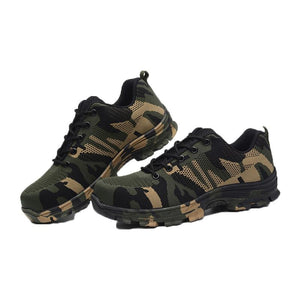 New Mens Outdoor Steel Toe Cap Military Work Safety Boots Shoes Camouflage Army Puncture Proof Size - jnpworldwide