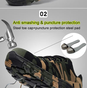 New Mens Outdoor Steel Toe Cap Military Work Safety Boots Shoes Camouflage Army Puncture Proof Size - jnpworldwide