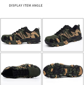 New Mens Outdoor Steel Toe Cap Military Work Safety Boots Shoes Camouflage Army Puncture Proof Size - jnpworldwide